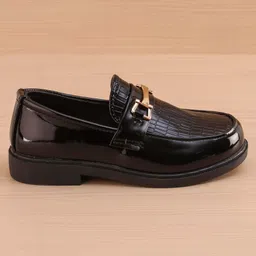 Pine Kids Slip on Formal Wear Shoes with Chain Link - Black image 4