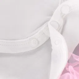 Mark & Mia Sleeveless Knee Length Party Onesie with Met & Frill Detailing - Cream & Pink image 5