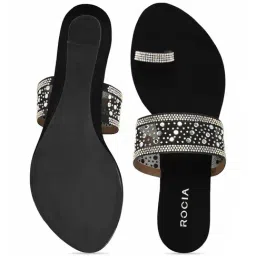 Rocia by Regal Women's Black Toe Ring Wedges image 4