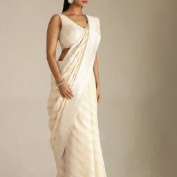 Soch Cream Tussar Woven Design Saree With Stitched Blouse image 3