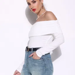 showoffff Showoff White Cotton Regular Fit Top image 3