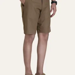 Perch Brown Linen Regular Fit Shorts image 3
