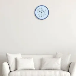 Random Blue & Black Round Printed Traditional Analogue Wall Clock image 2
