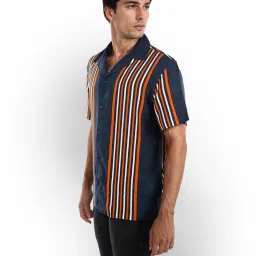 celio Celio* Navy Regular Fit Striped Shirt image 3