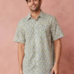 Fabindia White Cotton Slim Fit Printed Shirt-picture-18