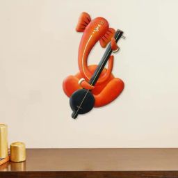 eCraftIndia Musician Lord Ganesha playing Harmonium Handcrafted Iron Wall Hanging-picture-3