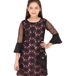 Cutecumber Kids Black Self Dress with Bag-image-73