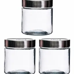ROXX Transparent Glass Storage Jar with Lid - Set of 3 (800 ml) image 3