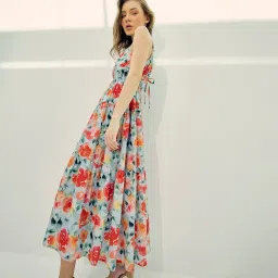 VIRGIO Multi Cotton Floral Sleeveless Dress image 3