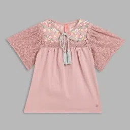 Blue Giraffe Kids Pink Cotton Embroidered Top-picture-19