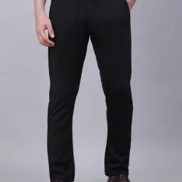 Jainish Black Tapered Fit Flat Front Trousers-image-55