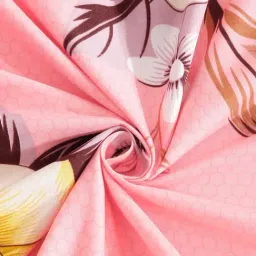 Klotthe Pink Cotton Blend Printed 300 TC King Fitted Bedsheet with 2 Pillow Covers image 4