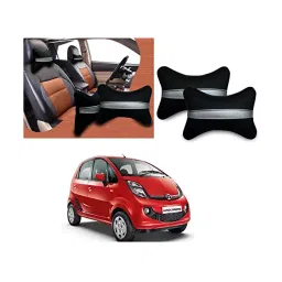 Auto Pearl Black Silver Strip Car Neck Cushion/Neck Pillow Compatible with Tata Nano Genx-picture-20