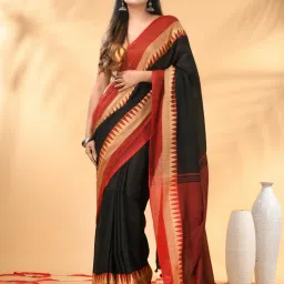 Charukriti Black & Red Embellished Saree image 3