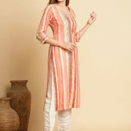 Fashor Pink Printed Straight Kurta image 3