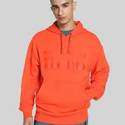 Puma Red Relaxed Fit Logo Printed Hooded Sweatshirt-image-10