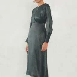 FEMMELLA Olive Regular Fit Solid Dress image 3