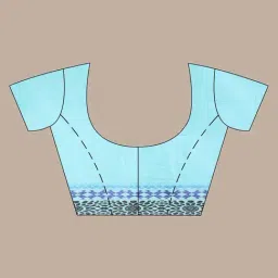 Arhi Turquoise & Black Cotton Woven Saree With Unstitched Blouse image 5