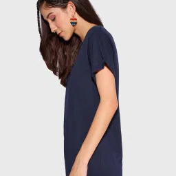 Bewakoof Navy Cotton Regular Fit T-Shirt image 3