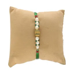 Sri Jagdamba Pearls Alluring Gold Plated Pearl Rakhi for Beloved Brother image 3