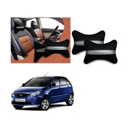 Auto Pearl Black Silver Strip Car Neck Cushion/Neck Pillow Compatible with Tata Indica Vista-image-44