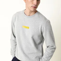 Rare Rabbit Grey Cotton Regular Fit Solid Sweatshirt image 3