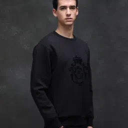 Rare Rabbit Black Relaxed Fit Printed Sweatshirt image 3