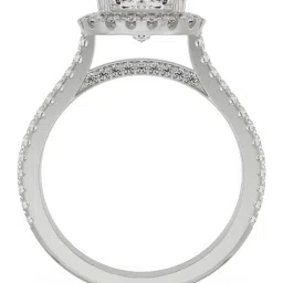 Emori 18k White Gold & Diamond Cushion Halo Engagement Ring image 3