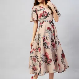 Rare Women Nude Colour Maxi Floral Dress image 3