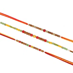 Aapno Rajasthan Brown & Red Beaded Set of 3 Rakhi image 3