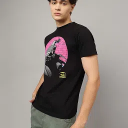 Free Authority Black & White Regular Fit Dc Comics Printed Crew T-Shirt - Pack of 2 image 3