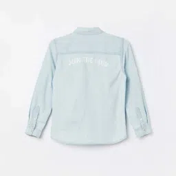 Fame Forever by Lifestyle Boys Blue Cotton Solid Full Sleeves Shirt image 3