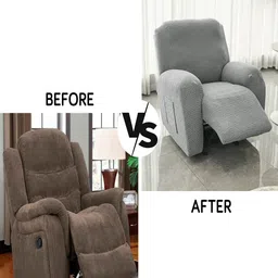 HOKIPO Grey Jacquard Recliner Cover With Arms image 2