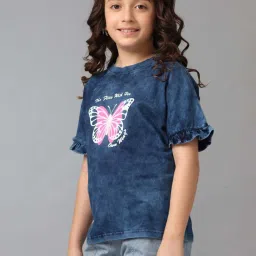 Under Fourteen Only Kids Blue Cotton Printed T-Shirt image 3