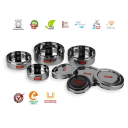 Sumeet Silver Stainless Steel 4 Containers with Lid image 3