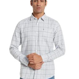 METTLE Blue Cotton Regular fit Checked Casual Shirt-picture-30