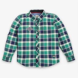 Ed-a-Mamma Kids Green & Blue Checks Full Sleeves Shirt-picture-11