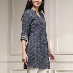 Biba Blue Relaxed Fit Printed Kurti image 4