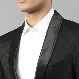 HARSAM Men Black Solid Single Breasted Formal Blazer image 2