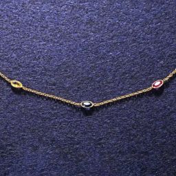 Clara 92.5 Sterling Silver Multicolor Gold-Plated Charm Minimal Necklace Chain-picture-23