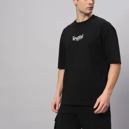 Griffel Black Cotton Loose Fit Printed Co-Ord Set image 3