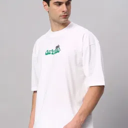 Griffel White Cotton Loose Fit Printed T-Shirt image 3