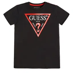 Guess Kids Jet Black A996 Triangle Logo Regular Fit T-Shirt-image-24