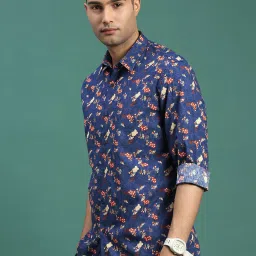 showoffff Showoff Blue Cotton Slim Fit Floral Shirts image 3
