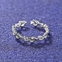 Clara Pure 92.5 Sterling Silver Knotted Heart Adjustable Thumb Band Finger Ring for Women & Girls-picture-46
