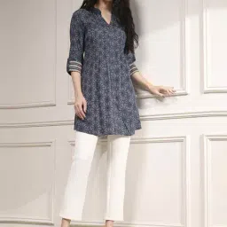 Biba Blue Relaxed Fit Printed Kurti image 5
