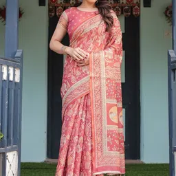 ALMAARI FASHION Ethnic Motifs Printed Pure Cotton Banarasi Saree image 2