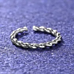 Clara Pure 92.5 Sterling Silver Rope Adjustable Thumb Band Finger Ring for Women & Girls-picture-34