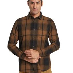 METTLE Brown Cotton Regular fit Striped Casual Shirt-picture-45