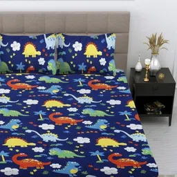 KIDS WONDERS Blue Printed 160 TC Microfiber King Bedsheet Set 2.28 m x 2.54 m-image-86